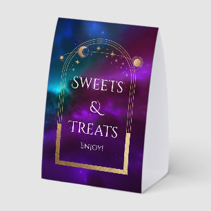 Celestial Purple Sweets & Treats Wedding Paper Table Tent