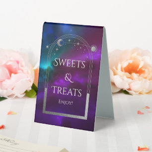 Celestial Purple Sweets & Treats Wedding Table Tent