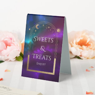 Celestial Purple Sweets & Treats Wedding Table Tent