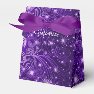 Celestial Purple Swirls & Stars Tent Favor Box