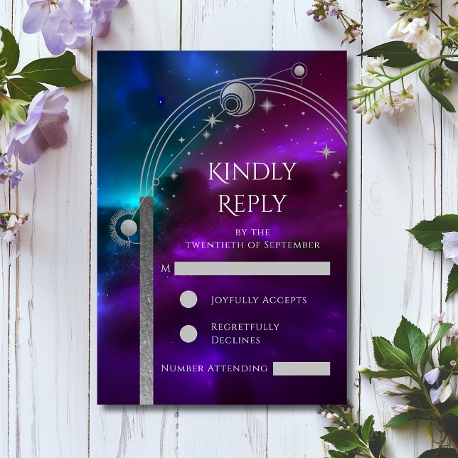 Celestial Purple Teal RSVP Card (Creator Uploaded)