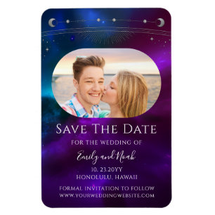 Celestial Purple Teal Sun Moon Magnet