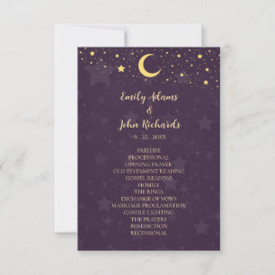 Celestial Purple Wedding Program Stars and Moon