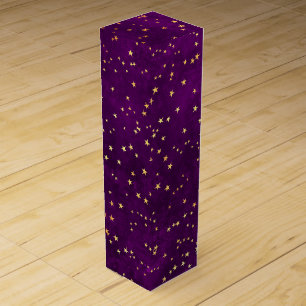 Celestial Purple & Yellow Starry Night Pattern Wine Box