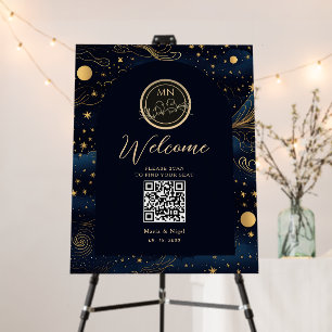 Celestial QR Code Find Your Seat Wedding Foam Board