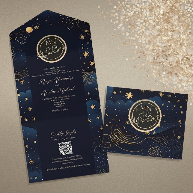 Celestial QR Code Wedding All In One Invitation (Creator Uploaded)