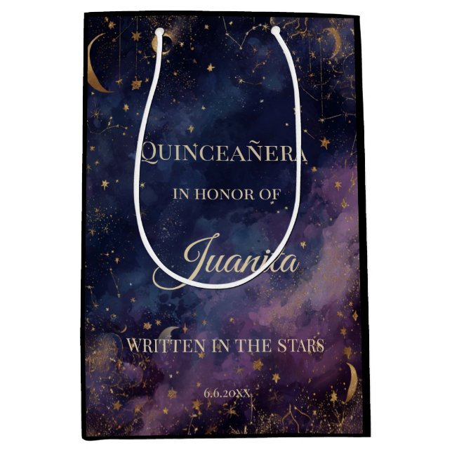 Celestial Quinceañera, custom Medium Gift Bag (Front)