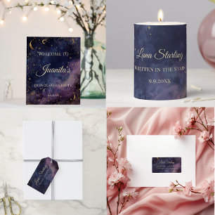 Celestial Quinceañera, custom Pillar Candle