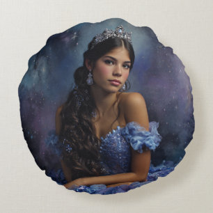 Celestial Quinceañera, custom Round Pillow