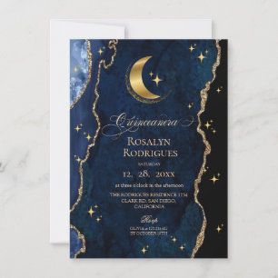  Celestial Quinceanera Midnight Stars Moon  Invitation