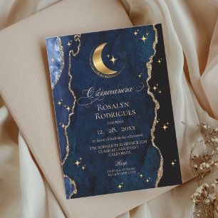  Celestial Quinceanera Midnight Stars Moon  Invitation