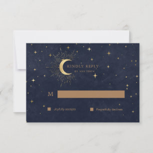 Celestial Quinceanera Moon Gold RSVP Response Card