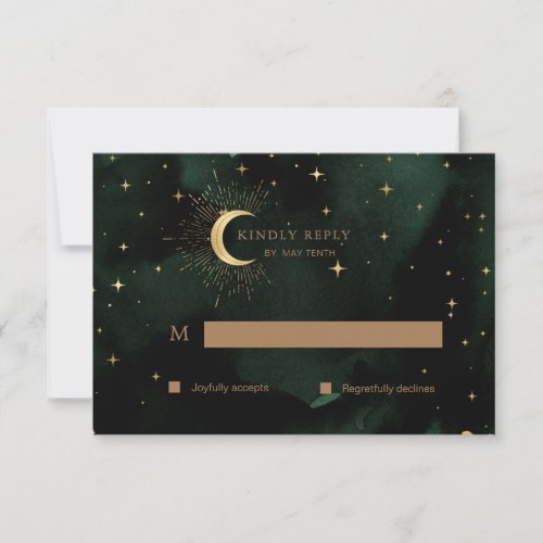 Celestial Quinceanera Moon Gold RSVP Response Card
