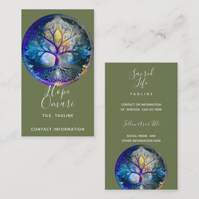 Celestial Radiance | Tree of Life Business Card (Front/Back)
