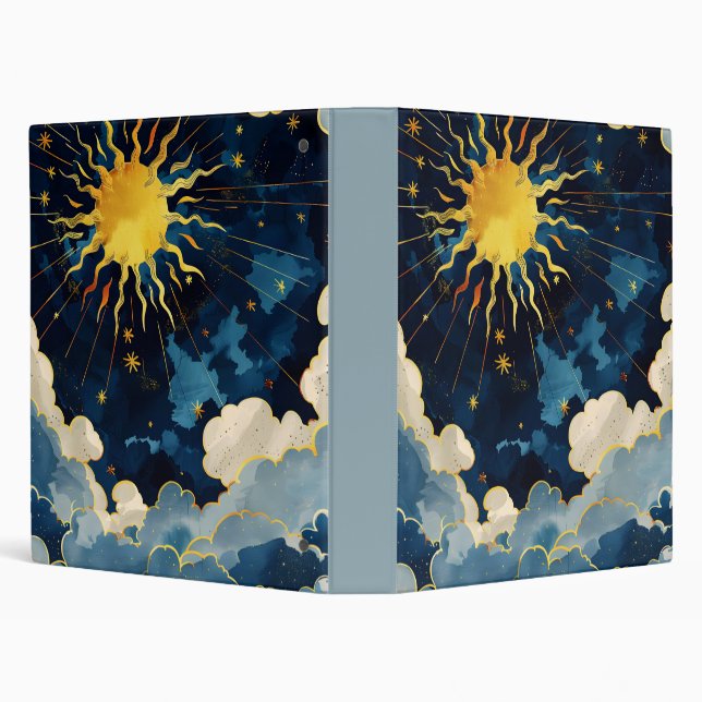Celestial Radiant Sun & Starry Sky Artwork 3 Ring Binder (Background)
