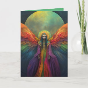 Celestial Rainbow Goddess Angel Spirit Guide Art Letterpress Thank You Card