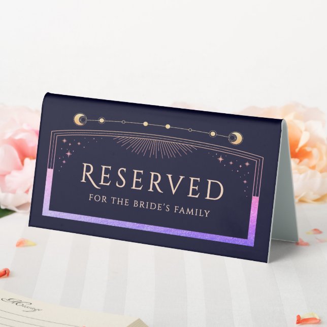 Celestial Rainbow Navy Blue Reserved Wedding Table Tent (In SItu (Wedding))