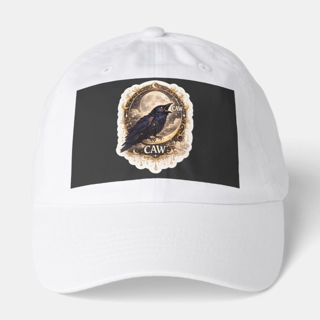 Celestial Raven Moon Gothic Night Nature Vibes Hat (Front)