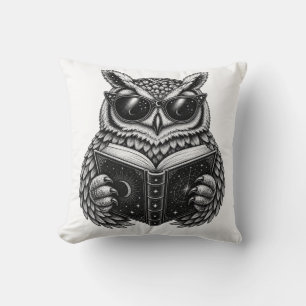 Celestial Reading Owl Throw Pillow