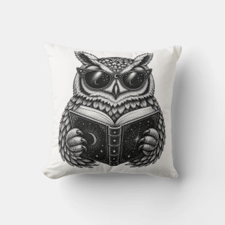Celestial Reading Owl Throw Pillow