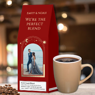 Celestial Red Gold Wedding Photo Personalized Roasted Coffee