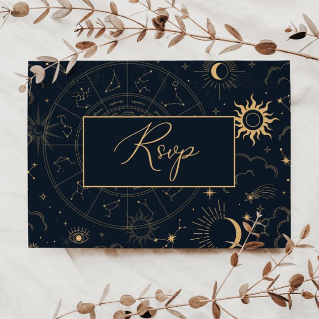 Celestial reminder RSVP Invitation Postcard (Creator Uploaded)