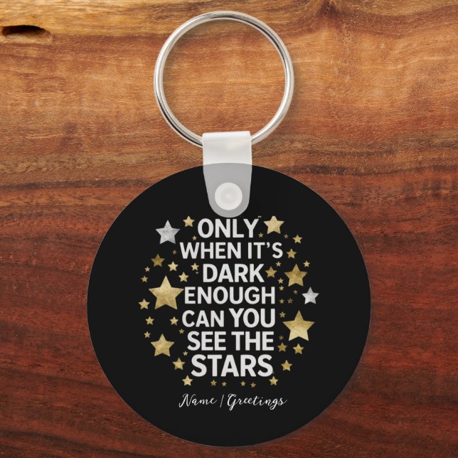 Celestial Resilience: Midnight Star Inspirational  Keychain (Front)