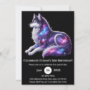 Celestial Resting Wolf Birthday Invitation
