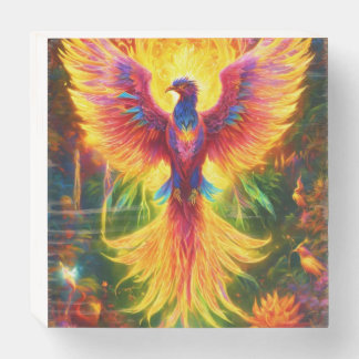 Celestial Resurgence: A Cosmic Phoenix Tapestry Wooden Box Sign
