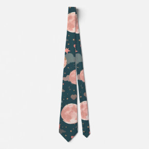 Celestial Romance Dreamy Moon & Stars Valentine Se Neck Tie