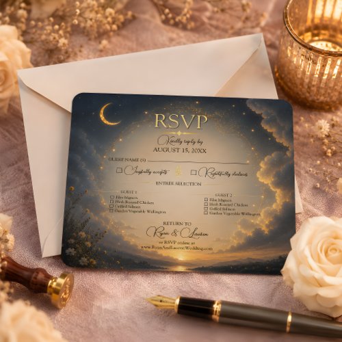 Celestial Romance Wedding RSVP Card