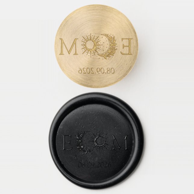 Celestial Romance Wedding Wax Seal Stamp (Stamped)