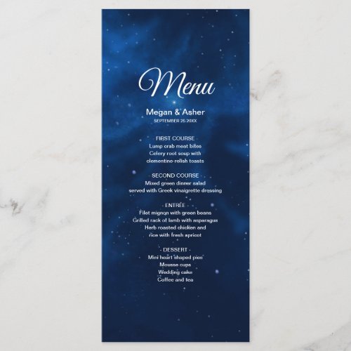 Celestial Romantic Blue Galaxy Night Sky Menu