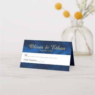 Celestial Romantic Blue Universe Place Card