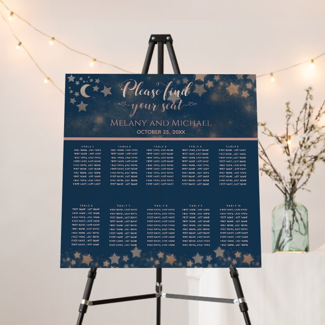 Celestial romantic moon and stars calligraphy post foam board (In Situ (Stand))