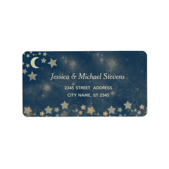 Celestial romantic moon and stars gold foil label (Front)