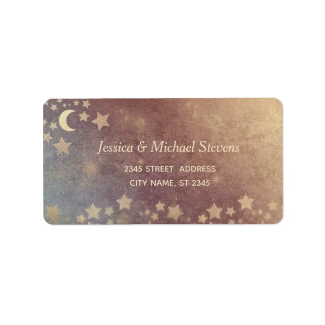 Celestial romantic moon and stars gold foil label (Front)