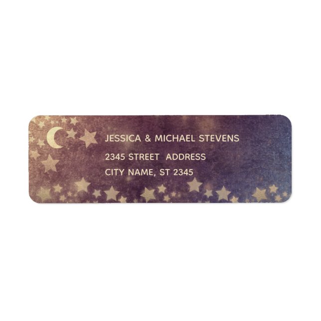 Celestial romantic moon and stars rose gold foil   label (Front)