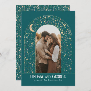 Celestial Romantic Night Stars Wedding Photo Invitation