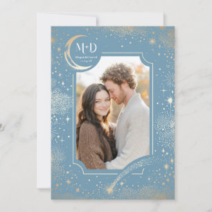 Celestial Romantic Starry Night Wedding Photo Invitation