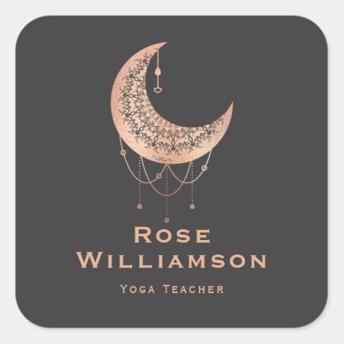 Celestial Rose Gold Crescent Moon Business  Square Sticker