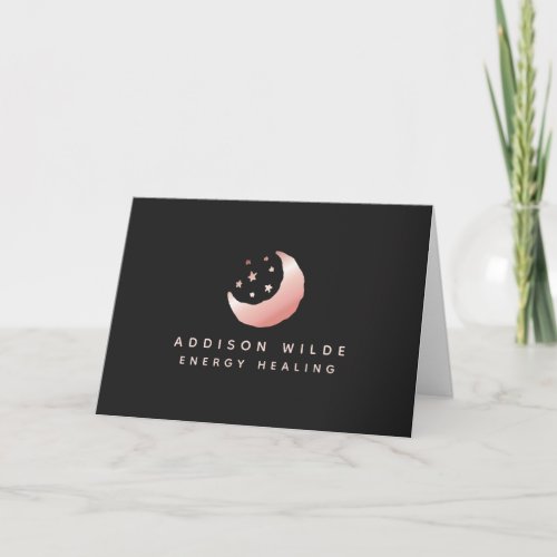 Celestial Rose Gold Crescent Moon Client Thank You Card