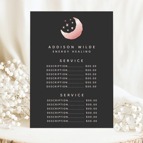 Celestial Rose Gold Crescent Moon Service Price Menu