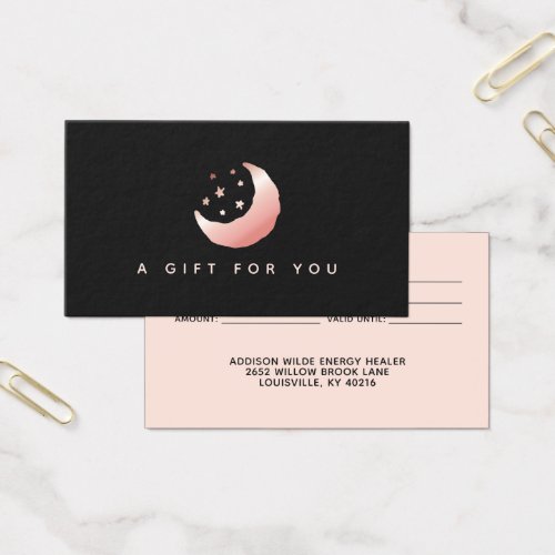 Custom Gift Certificates 18 Celestial Rose Gold Crescent Moon Stars Gift Card