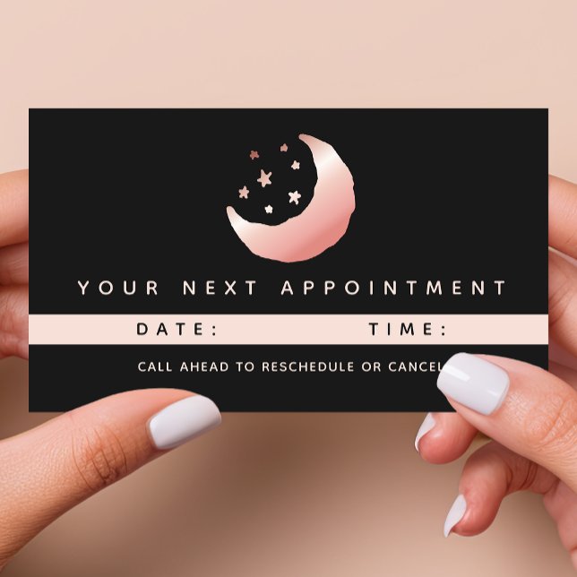 Celestial Rose Gold Crescent Moon Stars Logo Appointment Card (Creator Uploaded)