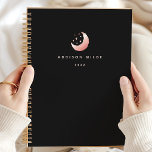 Celestial Rose Gold Crescent Moon Stars Logo Planner<br><div class="desc">Capture the magic of the cosmos with this celestial rose gold crescent moon and stars logo planner. Perfect for women who love elegant and mystical designs, this planner blends beauty with functionality. The rose gold accents and celestial motifs add a touch of sophistication to your daily organization. Ideal for modern...</div>