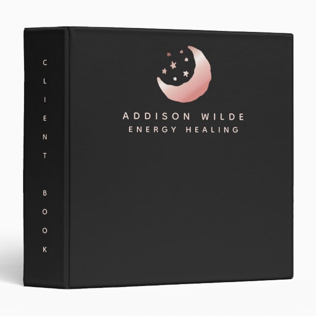 Celestial Rose Gold Moon and Stars Logo 3 Ring Binder (Front/Spine)