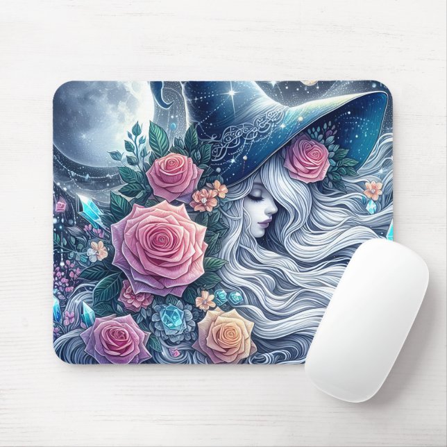 Celestial Rose Witch Dreamscape Mouse Pad (With Mouse)