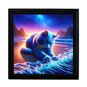“Celestial Russian Blue Cat by the Water” Jewelry Gift Box