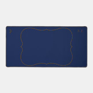 Celestial Scholar Navy Blue Desk Mat With Initials